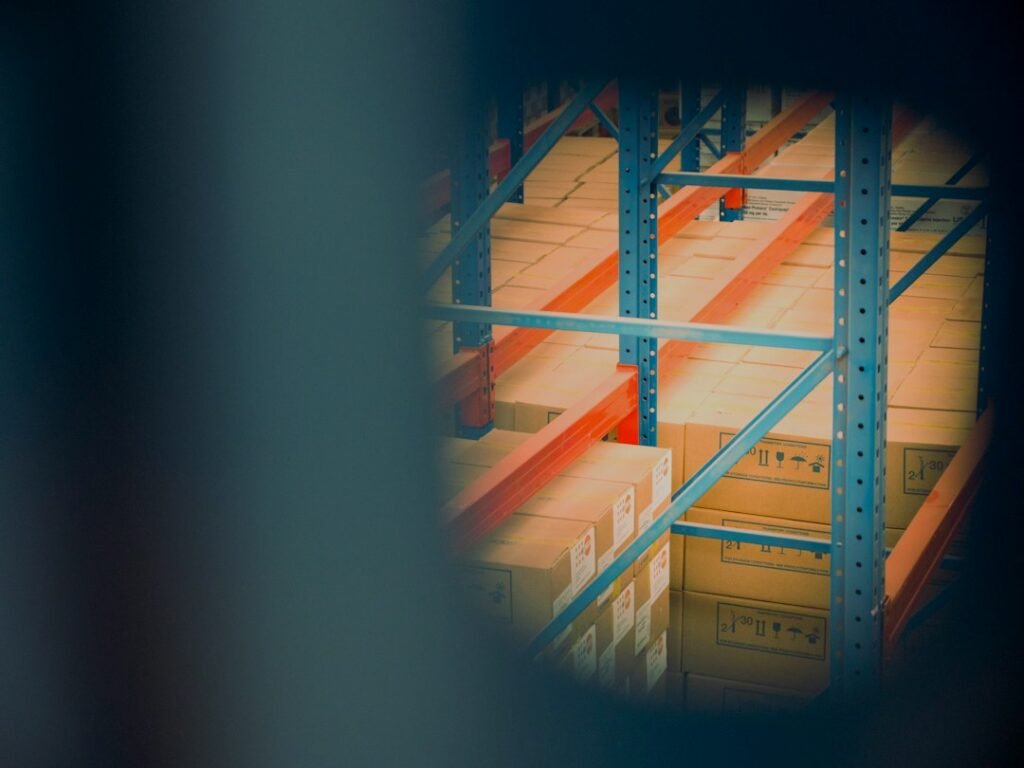 Organized warehouse filled with logistics boxes