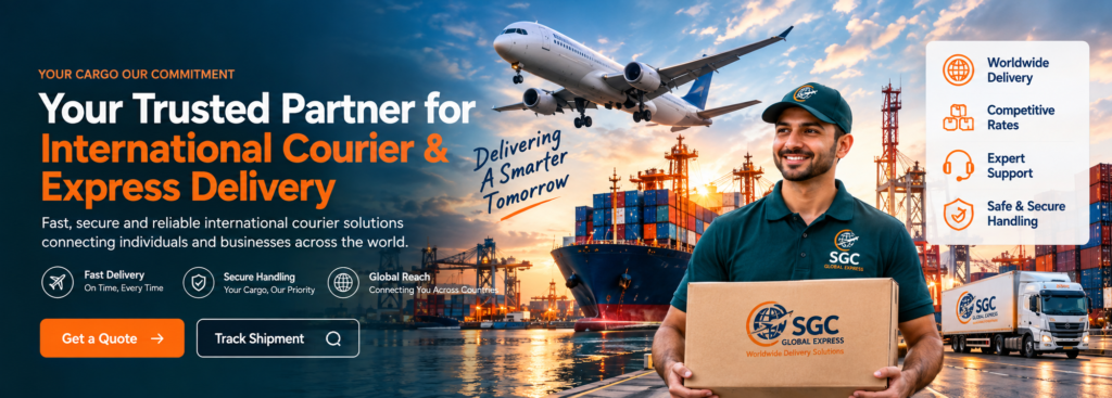 SGC Global Express courier with aircraft, ship and international logistics network
